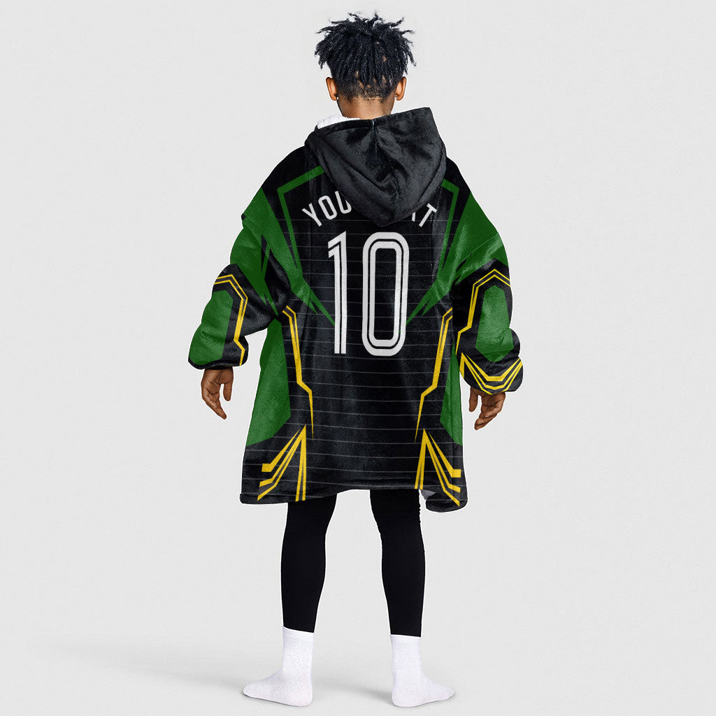 Personalized Jamaica Cricket Lion Mascot Kid Wearable Blanket Hoodie Kingsmen Royal King Batsman Sport