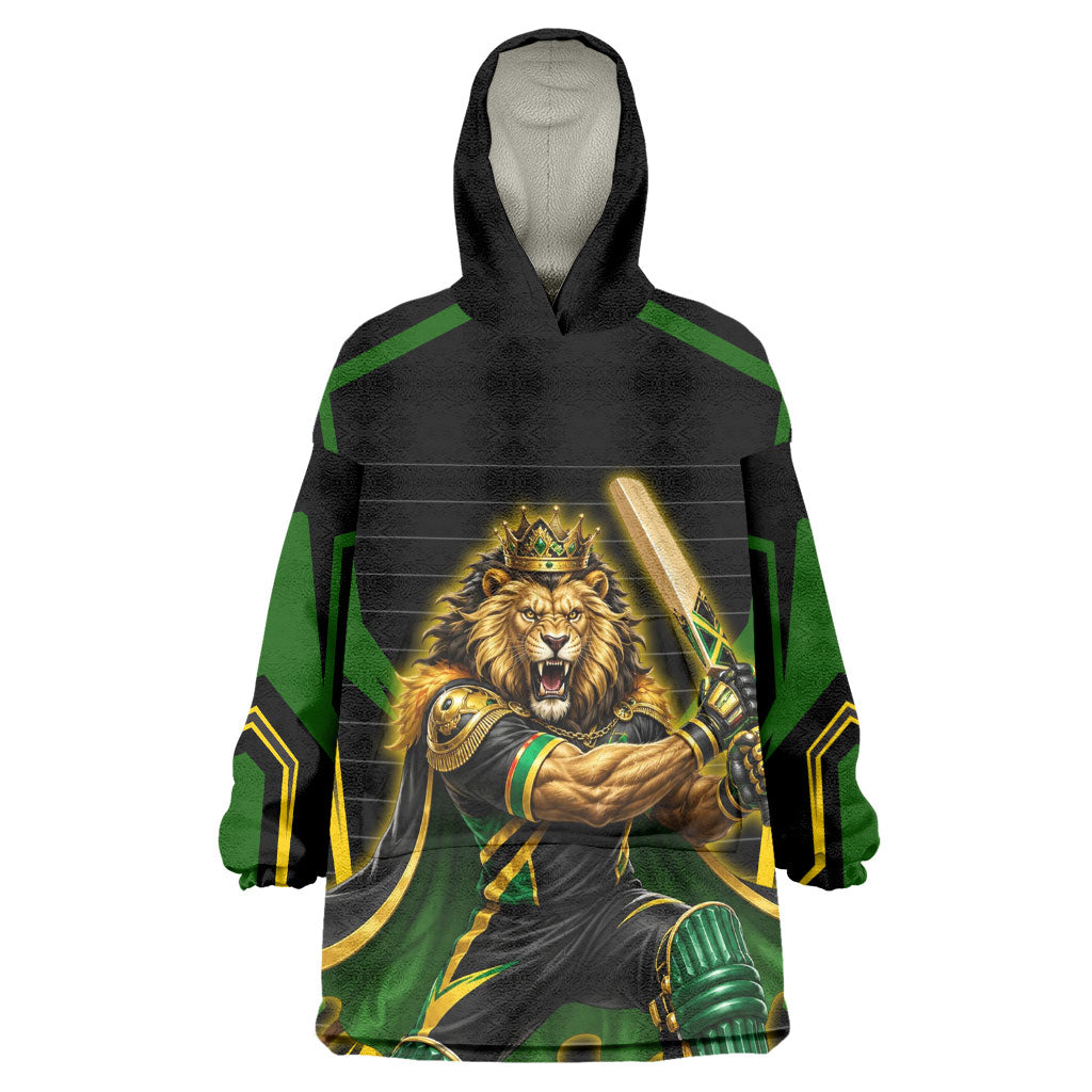 Personalized Jamaica Cricket Lion Mascot Kid Wearable Blanket Hoodie Kingsmen Royal King Batsman Sport