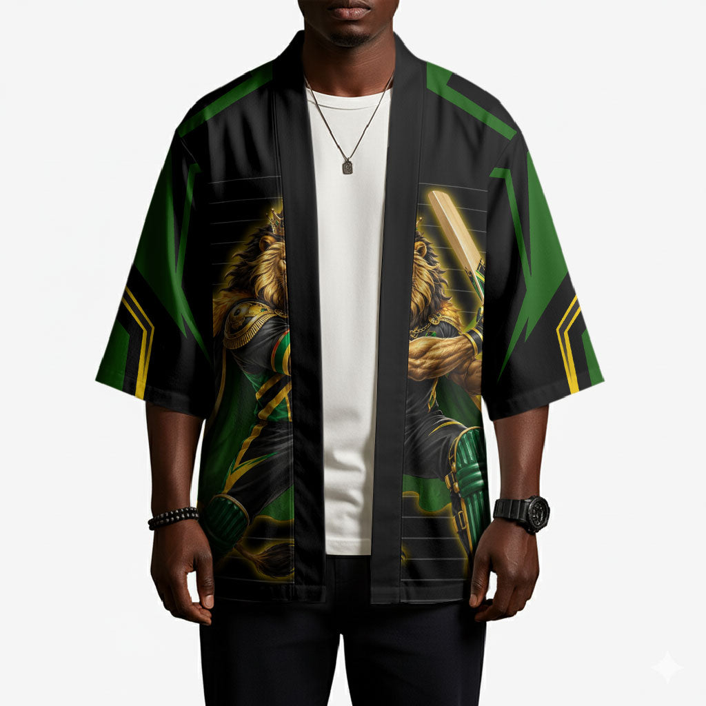 Personalized Jamaica Cricket Lion Mascot Kimono Kingsmen Royal King Batsman Sport