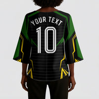 Personalized Jamaica Cricket Lion Mascot Kimono Sleeve Blouse Kingsmen Royal King Batsman Sport