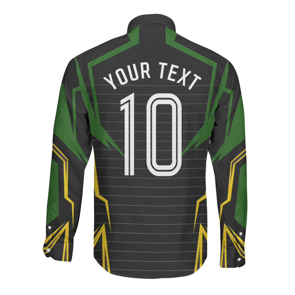 Personalized Jamaica Cricket Lion Mascot Long Sleeve Button Shirt Kingsmen Royal King Batsman Sport