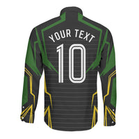 Personalized Jamaica Cricket Lion Mascot Long Sleeve Button Shirt Kingsmen Royal King Batsman Sport