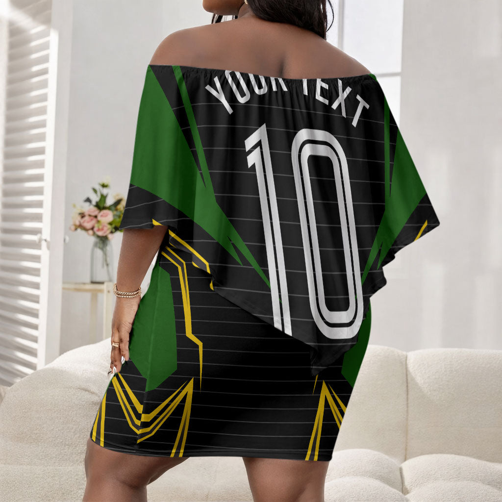 Personalized Jamaica Cricket Lion Mascot Off Shoulder Short Dress Kingsmen Royal King Batsman Sport