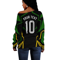Personalized Jamaica Cricket Lion Mascot Off Shoulder Sweater Kingsmen Royal King Batsman Sport