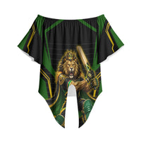 Personalized Jamaica Cricket Lion Mascot Off Shoulder Wrap Waist Top Kingsmen Royal King Batsman Sport