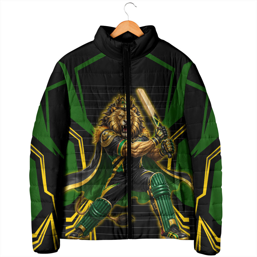 Personalized Jamaica Cricket Lion Mascot Padded Jacket Kingsmen Royal King Batsman Sport