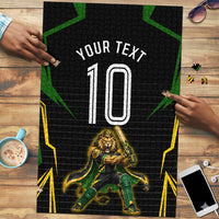 Personalized Jamaica Cricket Lion Mascot Puzzle Kingsmen Royal King Batsman Sport