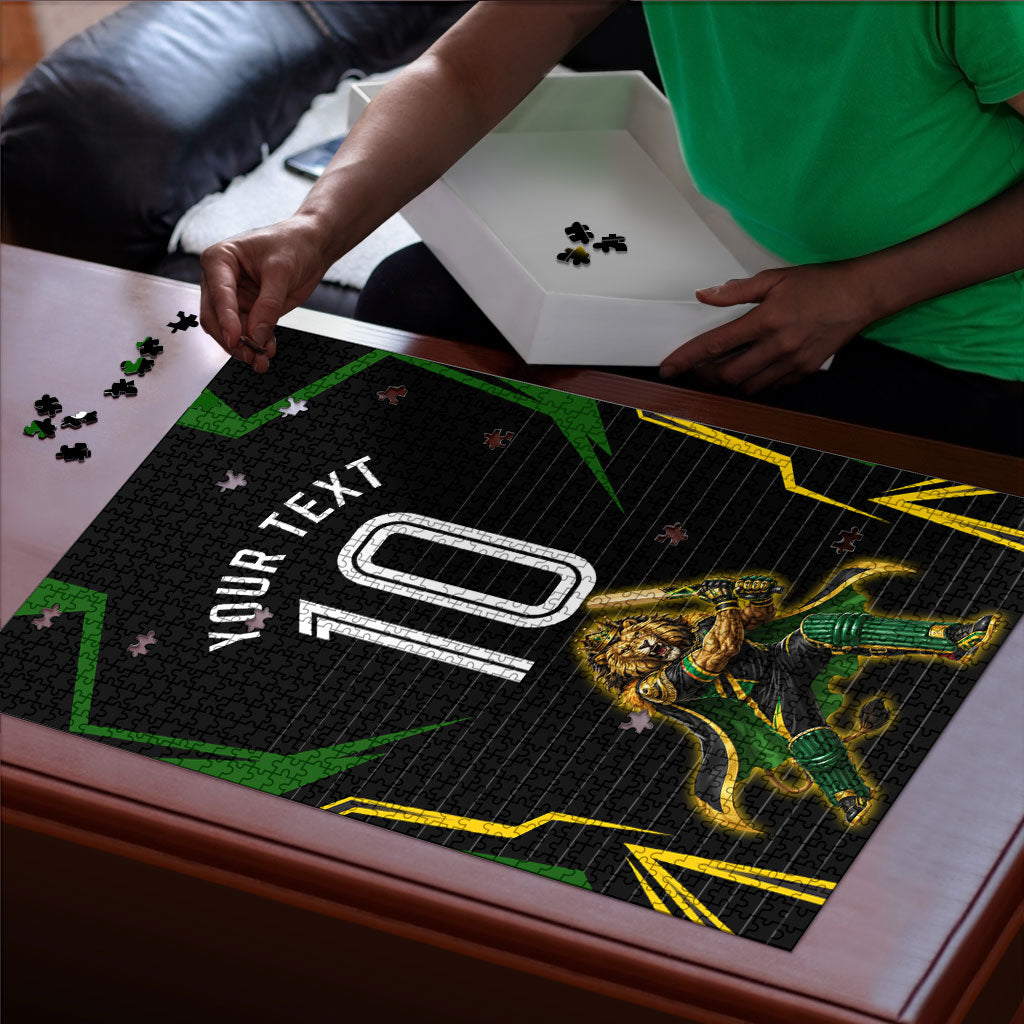 Personalized Jamaica Cricket Lion Mascot Puzzle Kingsmen Royal King Batsman Sport