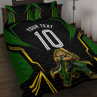 Personalized Jamaica Cricket Lion Mascot Quilt Bed Set Kingsmen Royal King Batsman Sport