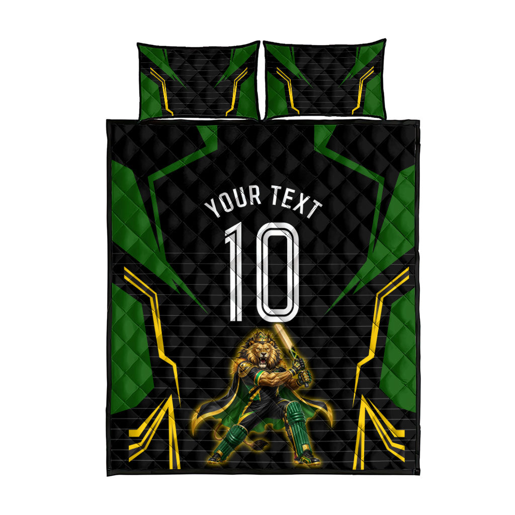 Personalized Jamaica Cricket Lion Mascot Quilt Bed Set Kingsmen Royal King Batsman Sport