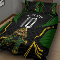 Personalized Jamaica Cricket Lion Mascot Quilt Bed Set Kingsmen Royal King Batsman Sport