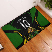 Personalized Jamaica Cricket Lion Mascot Rubber Doormat Kingsmen Royal King Batsman Sport
