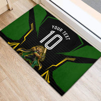 Personalized Jamaica Cricket Lion Mascot Rubber Doormat Kingsmen Royal King Batsman Sport