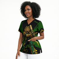 Personalized Jamaica Cricket Lion Mascot Scrub Top Kingsmen Royal King Batsman Sport