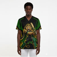 Personalized Jamaica Cricket Lion Mascot Scrub Top Kingsmen Royal King Batsman Sport