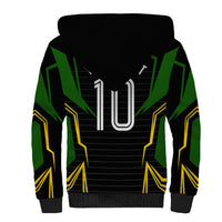 Personalized Jamaica Cricket Lion Mascot Sherpa Hoodie Kingsmen Royal King Batsman Sport