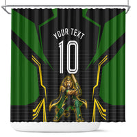 Personalized Jamaica Cricket Lion Mascot Shower Curtain Kingsmen Royal King Batsman Sport