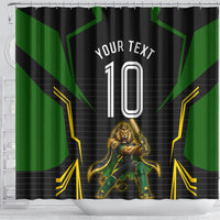 Personalized Jamaica Cricket Lion Mascot Shower Curtain Kingsmen Royal King Batsman Sport