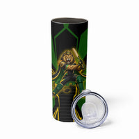 Personalized Jamaica Cricket Lion Mascot Skinny Tumbler Kingsmen Royal King Batsman Sport