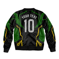 Personalized Jamaica Cricket Lion Mascot Sleeve Zip Bomber Jacket Kingsmen Royal King Batsman Sport