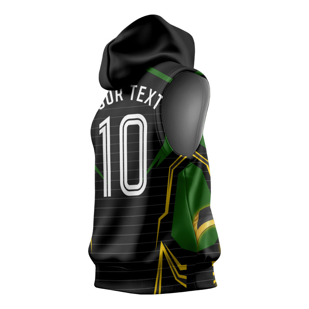 Personalized Jamaica Cricket Lion Mascot Sleeveless Hoodie Kingsmen Royal King Batsman Sport
