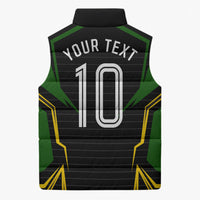 Personalized Jamaica Cricket Lion Mascot Sleeveless Puffer Jacket Kingsmen Royal King Batsman Sport