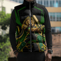 Personalized Jamaica Cricket Lion Mascot Sleeveless Puffer Jacket Kingsmen Royal King Batsman Sport