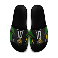 Personalized Jamaica Cricket Lion Mascot Slide Sandals Kingsmen Royal King Batsman Sport