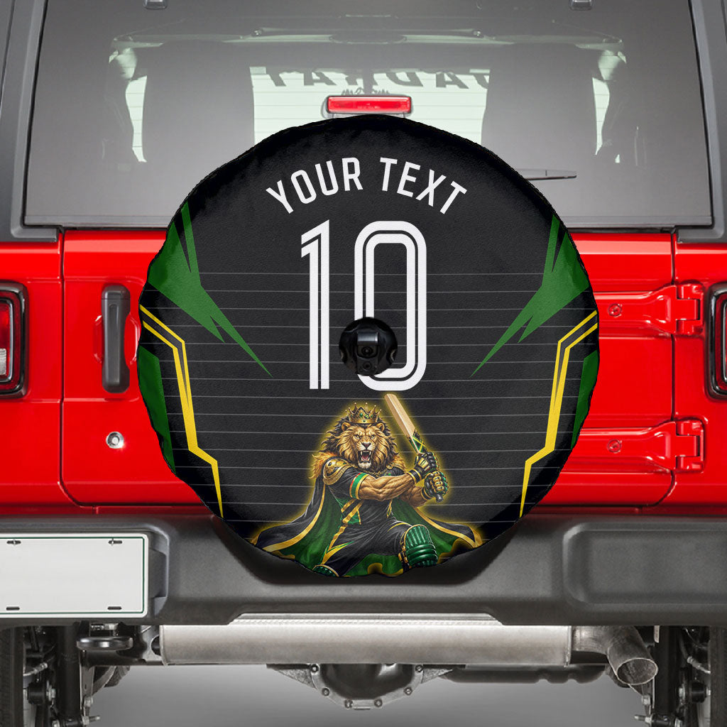 Personalized Jamaica Cricket Lion Mascot Spare Tire Cover Kingsmen Royal King Batsman Sport