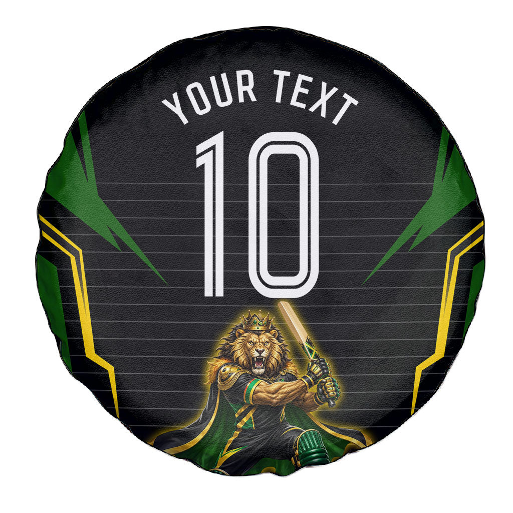Personalized Jamaica Cricket Lion Mascot Spare Tire Cover Kingsmen Royal King Batsman Sport