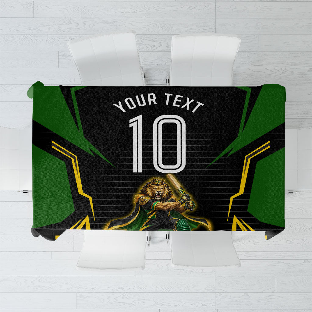 Personalized Jamaica Cricket Lion Mascot Tablecloth Kingsmen Royal King Batsman Sport