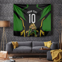 Personalized Jamaica Cricket Lion Mascot Tapestry Kingsmen Royal King Batsman Sport