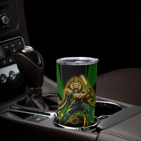 Personalized Jamaica Cricket Lion Mascot Tumbler Cup Kingsmen Royal King Batsman Sport