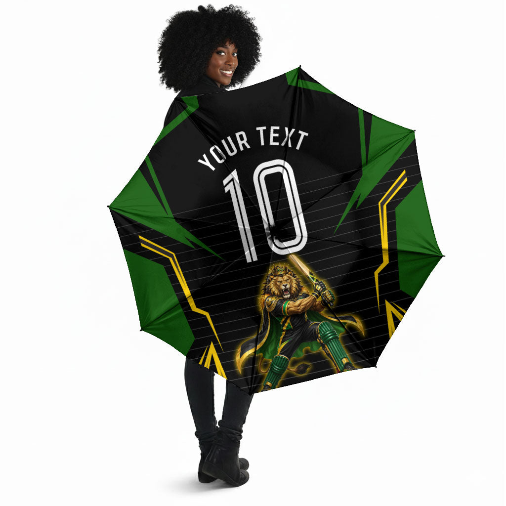 Personalized Jamaica Cricket Lion Mascot Umbrella Kingsmen Royal King Batsman Sport