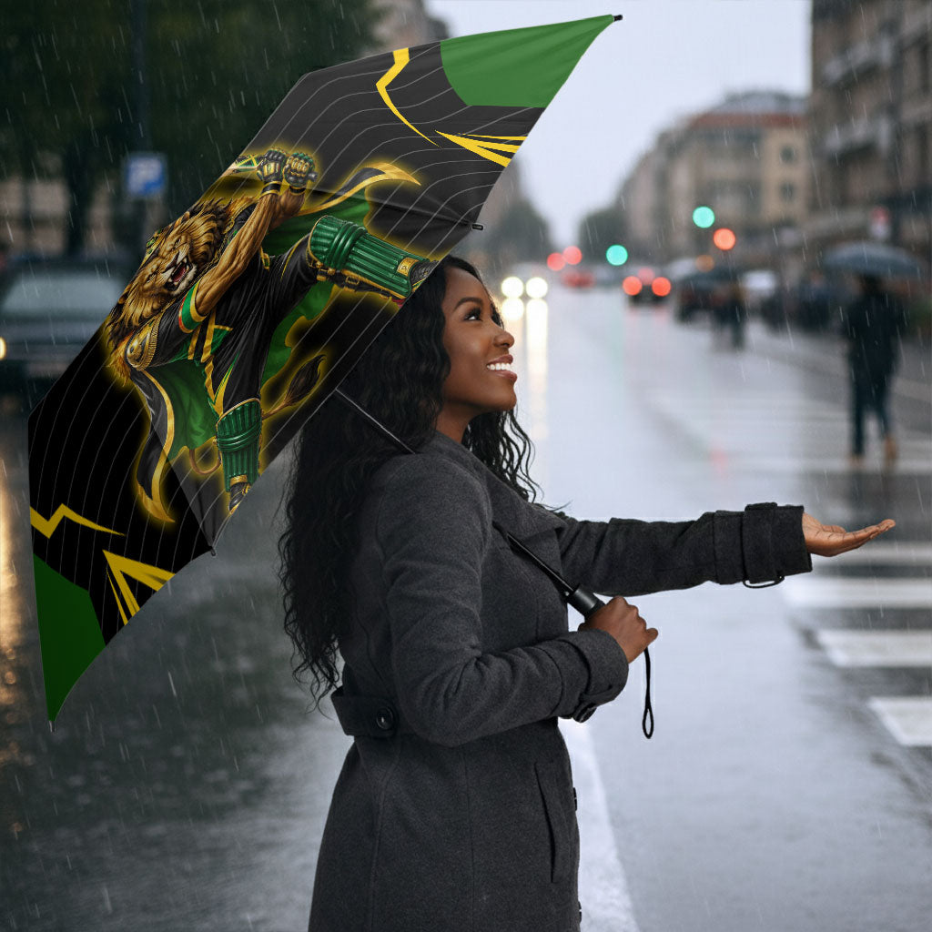 Personalized Jamaica Cricket Lion Mascot Umbrella Kingsmen Royal King Batsman Sport