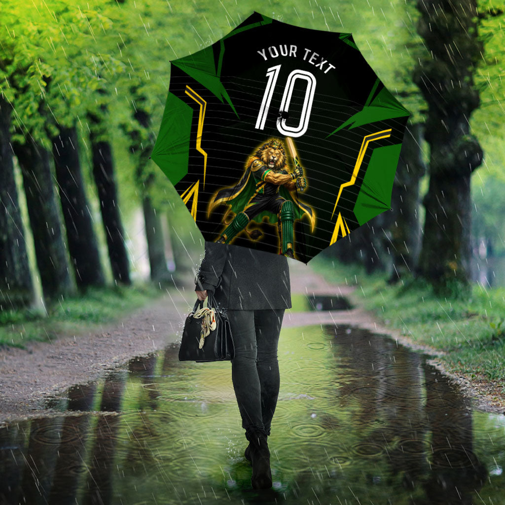 Personalized Jamaica Cricket Lion Mascot Umbrella Kingsmen Royal King Batsman Sport