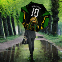 Personalized Jamaica Cricket Lion Mascot Umbrella Kingsmen Royal King Batsman Sport