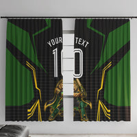 Personalized Jamaica Cricket Lion Mascot Window Curtain Kingsmen Royal King Batsman Sport