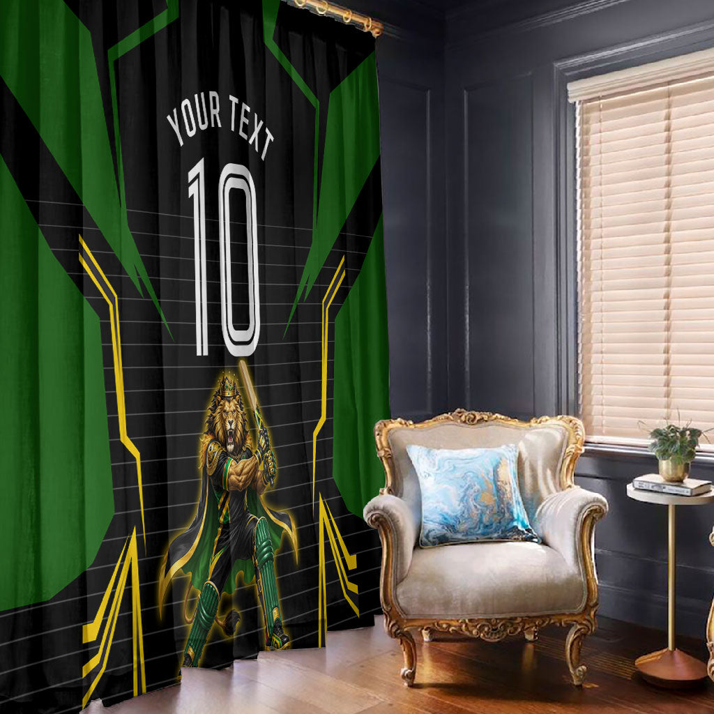Personalized Jamaica Cricket Lion Mascot Window Curtain Kingsmen Royal King Batsman Sport