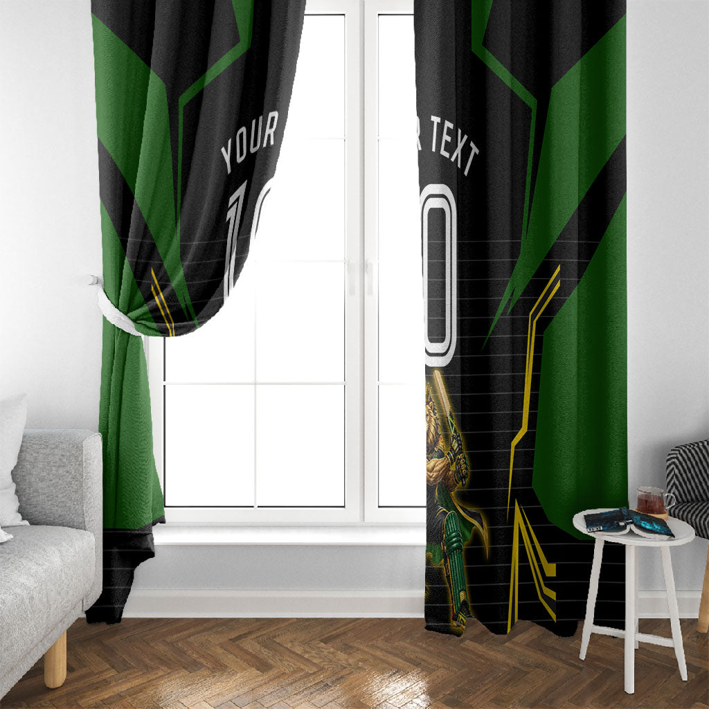 Personalized Jamaica Cricket Lion Mascot Window Curtain Kingsmen Royal King Batsman Sport