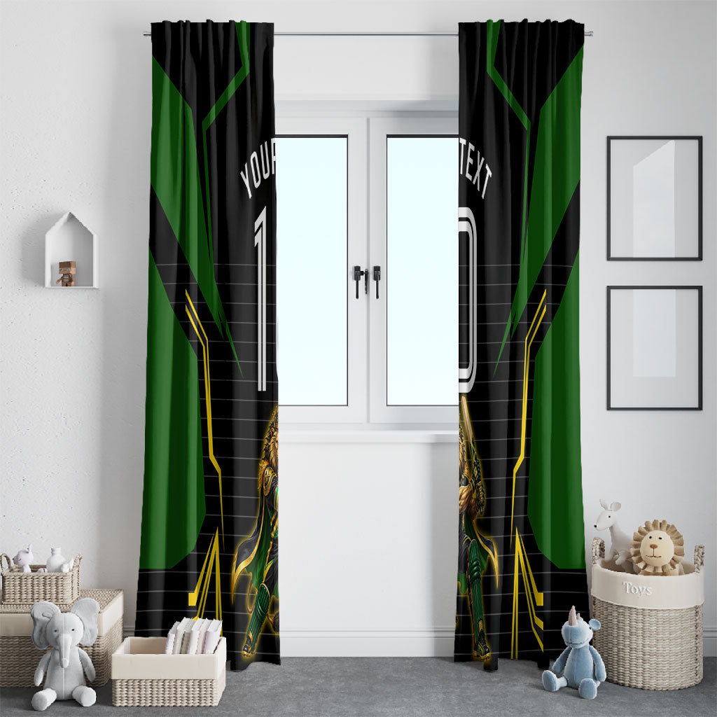 Personalized Jamaica Cricket Lion Mascot Window Curtain Kingsmen Royal King Batsman Sport