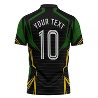 Personalized Jamaica Cricket Lion Mascot Zipper Polo Shirt Kingsmen Royal King Batsman Sport
