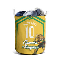 Personalized Jamaica Kingsmen Cricket Lion Laundry Basket Royal King Batsman Sports Graphic Art