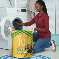 Personalized Jamaica Kingsmen Cricket Lion Laundry Basket Royal King Batsman Sports Graphic Art