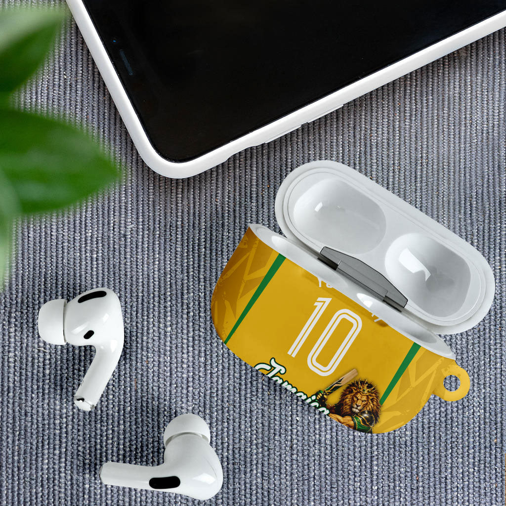 Personalized Jamaica Kingsmen Cricket Lion AirPods Case Royal King Batsman Sports Graphic Art