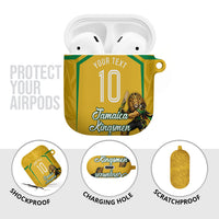 Personalized Jamaica Kingsmen Cricket Lion AirPods Case Royal King Batsman Sports Graphic Art