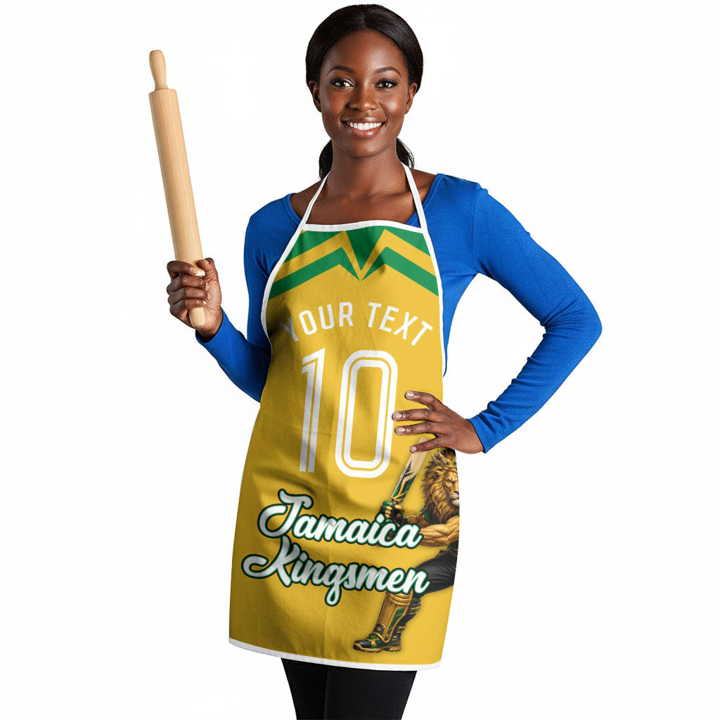 Personalized Jamaica Kingsmen Cricket Lion Apron Royal King Batsman Sports Graphic Art
