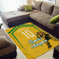 Personalized Jamaica Kingsmen Cricket Lion Area Rug Royal King Batsman Sports Graphic Art