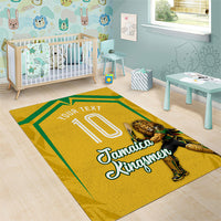 Personalized Jamaica Kingsmen Cricket Lion Area Rug Royal King Batsman Sports Graphic Art