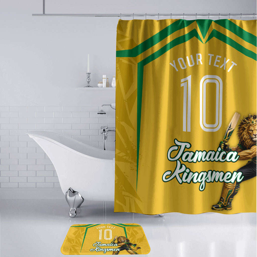 Personalized Jamaica Kingsmen Cricket Lion Bathroom Set Royal King Batsman Sports Graphic Art